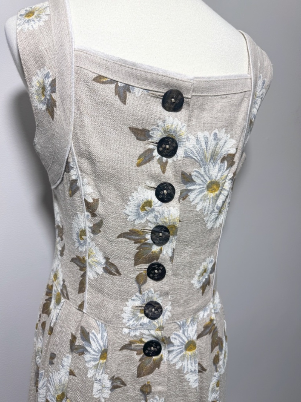 Vintage Julius Lang Flax Linen Blend Daisy Dress - Picture 9 of 15
